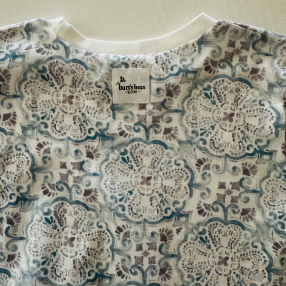 Burt’s Bees Kids Girls 10 Blue White Floral Pajama Set Organic Cotton NWT - Picture 7 of 7